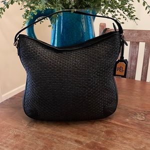 Ralph Lauren Woven Leather Hobo Bag